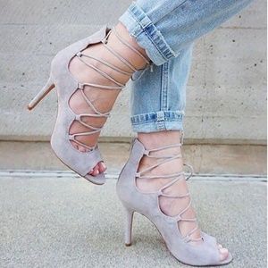 Vince Camuto Suede Lace Up Heel-Sandria Size 7.5